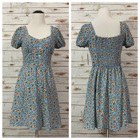 NWT BP Blue Glow Floral Fields A Line Dress - XS - Picture 11 of 13